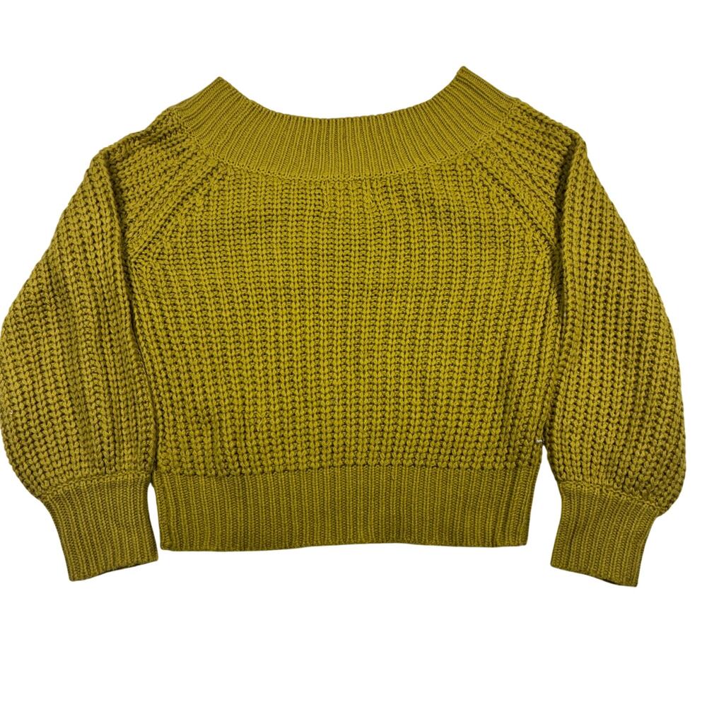 Cotton Candy LA Crop Sweater Womens S/M Moss Green Acrylic Pullover Ribbed Knit